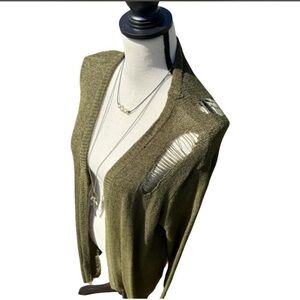 Olive Green Distressed Women's Sweater